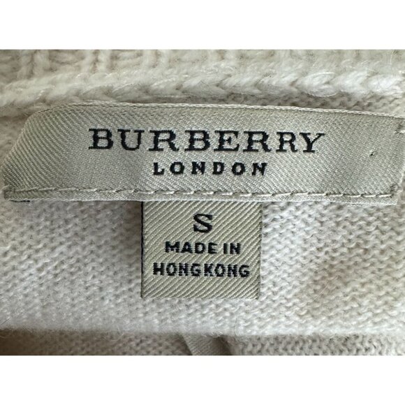 Burberry womens 100% cashmere sweater cable knit cuffs cream size small - Picture 7 of 8